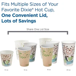 Dixie® Reclosable Sliding Hot Cup Lids, Fits 10-20 Oz Cups, White, 1,000 Count (100 Lids Per Sleeve, 10 Sleeves Per Case)