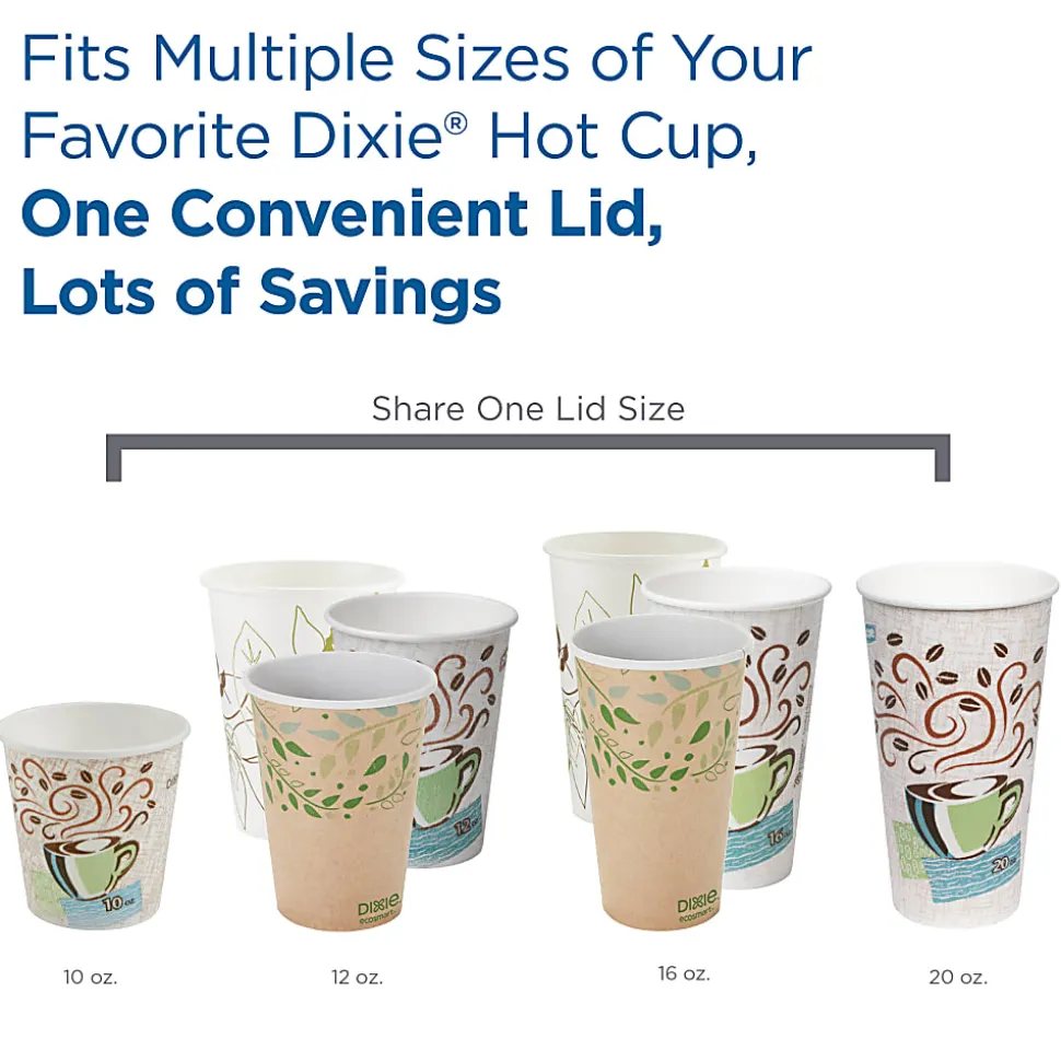 Dixie® Reclosable Sliding Hot Cup Lids, Fits 10-20 Oz Cups, White, 1,000 Count (100 Lids Per Sleeve, 10 Sleeves Per Case)