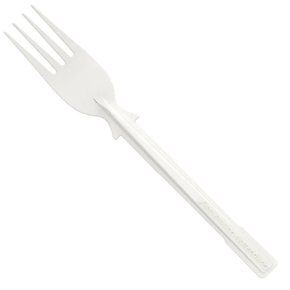 Dixie® TriTower Compostable Forks, White, 40 Forks Per Box, Case Of 24 Boxes