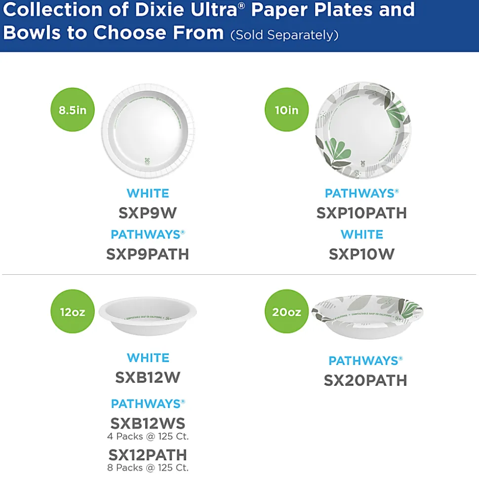 Dixie Ultra® 10-1/16" Heavy-Weight Paper Plates, Pathways®, 125 Plates