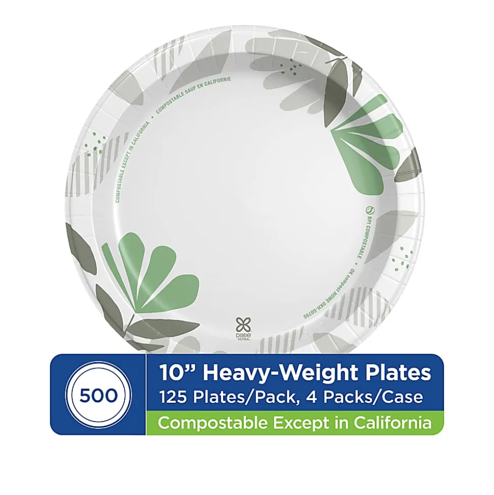 Dixie Ultra® 10-1/16" Heavy-Weight Paper Plates, Pathways®, 500 Count (125 Plates Per Pack, 4 Packs Per Case)