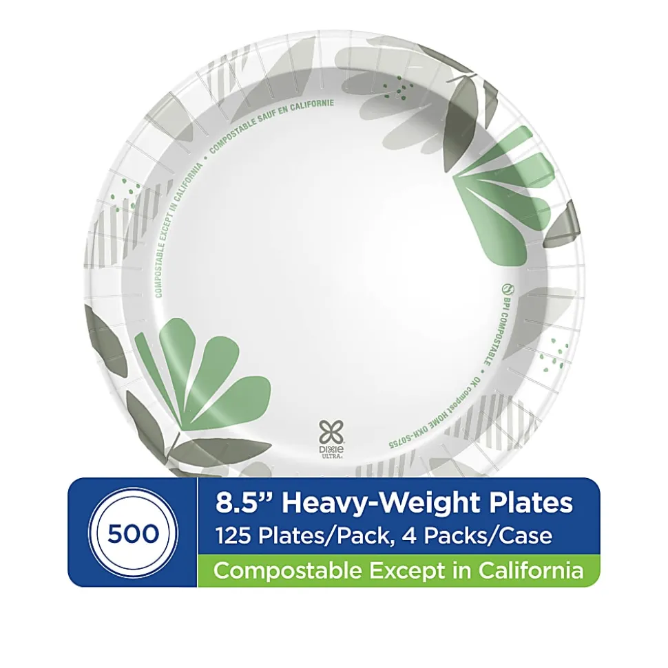 Dixie Ultra® 8 1/2" Heavy-Weight Paper Plates, Pathways®, 500 Count (125 Plates Per Pack, 4 Packs Per Case)