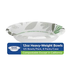 Dixie Ultra® Heavy-Weight Paper Bowls, 12 ounce, Pathways® Design, 1,000 Count (125 Bowls per Pack, 8 Packs per Case)
