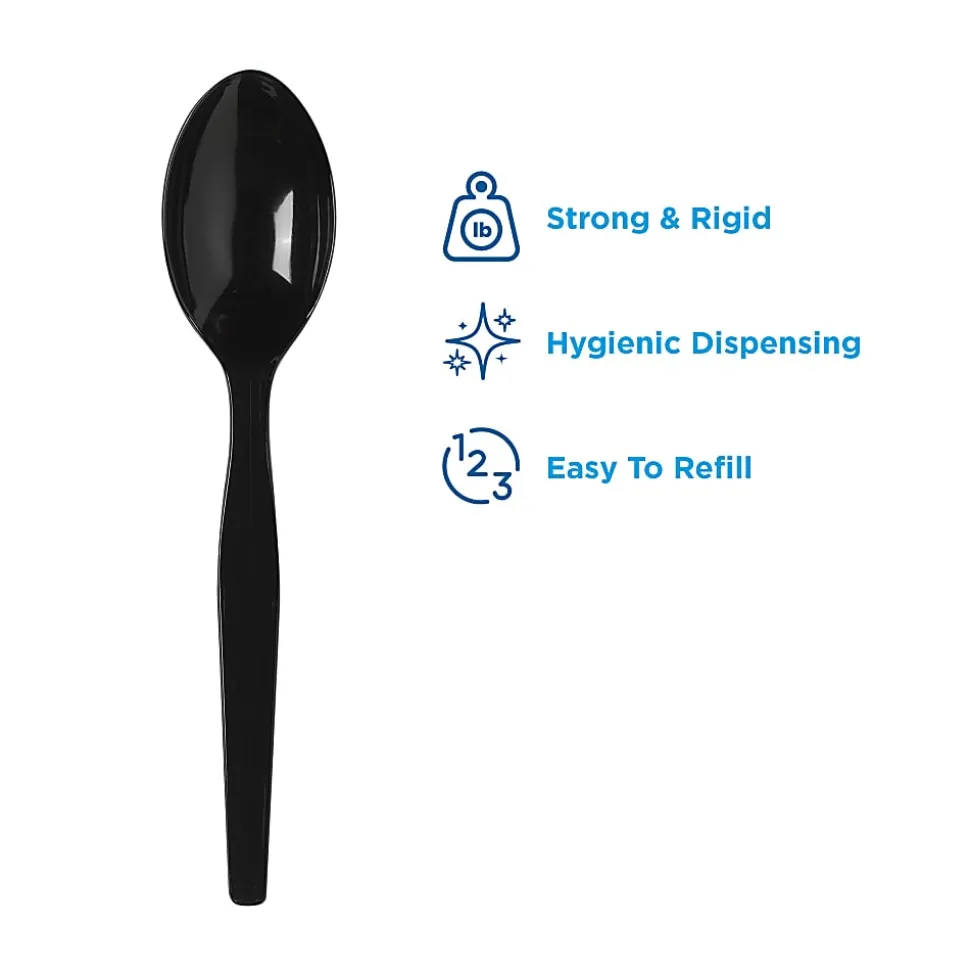 Dixie® Ultra SmartStock by GP PRO Series-O Plastic Utensil Refills, Spoons, Black, 40 Spoons Per Refill, Case Of 24 Refills