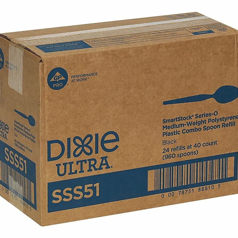 Dixie® Ultra SmartStock by GP PRO Series-O Plastic Utensil Refills, Spoons, Black, 40 Spoons Per Refill, Case Of 24 Refills