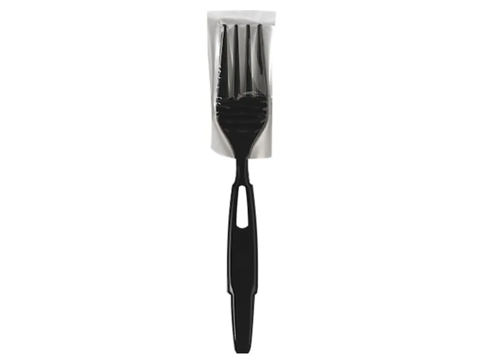 Dixie Ultra SmartStock Series-W Polypropylene Plastic Wrapped Cutlery, Forks, Black, 40 Perk Pack, Case Of 24 Packs