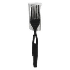 Dixie Ultra SmartStock Series-W Polypropylene Plastic Wrapped Cutlery, Forks, Black, 40 Perk Pack, Case Of 24 Packs