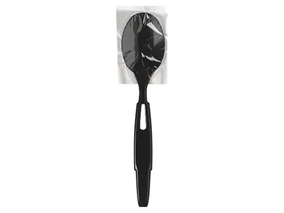 Dixie Ultra SmartStock Series-W Polypropylene Plastic Wrapped Cutlery, Tea Spoons, Black, 40 Per Pack, Case Of 24 Packs