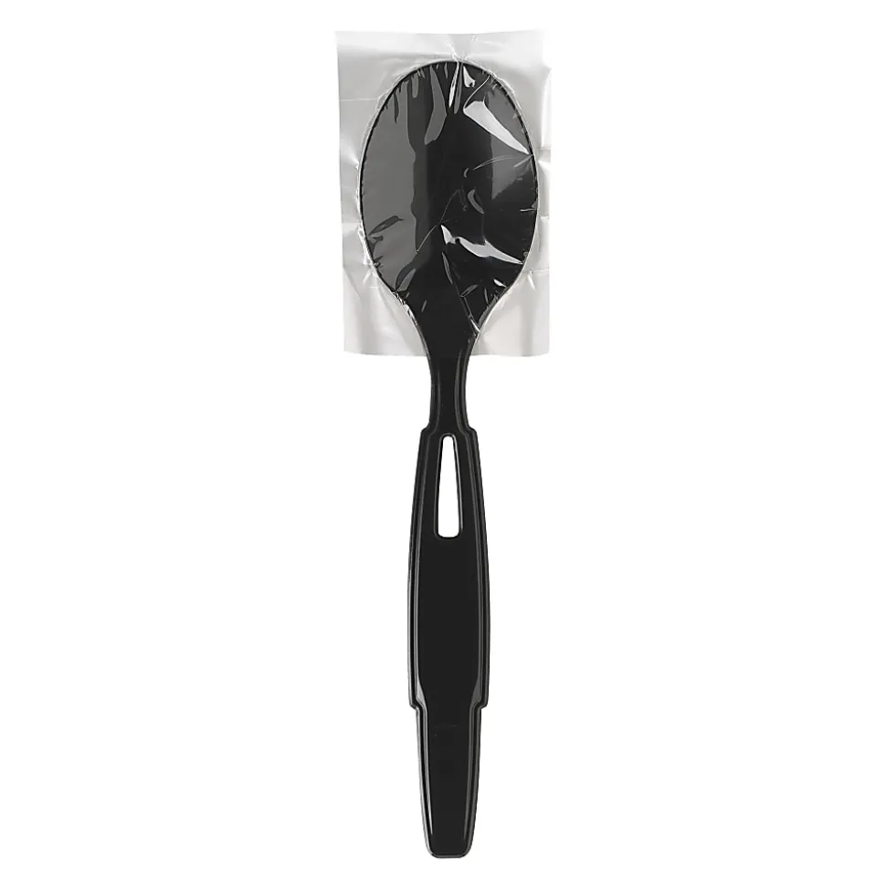 Dixie Ultra SmartStock Series-W Polypropylene Plastic Wrapped Cutlery, Tea Spoons, Black, 40 Per Pack, Case Of 24 Packs