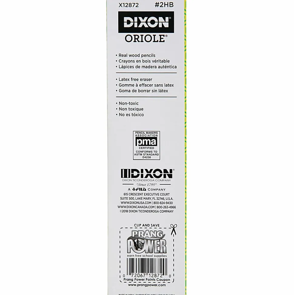 Dixon® Oriole Pencils, Yellow, No. 2 Soft Lead, Pack Of 12
