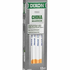 Dixon® Phano® China Markers, White, Presharpened, Pack of 12