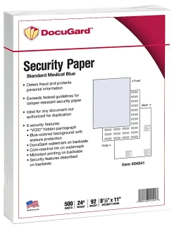 DocuGard Medical Prescription Papers, Standard Medical 6, 1-Part, 8 1/2