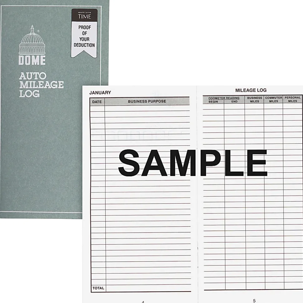 Dome® Auto Mileage Log, Card Stock Cover, 3 1/4" x 6 1/4", Gray