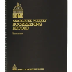 Dome Bookkeeping Record Book - 128 Sheet(s) - Wire Bound - 8.75" x 11.25" Sheet Size - Brown Cover - 1 Each
