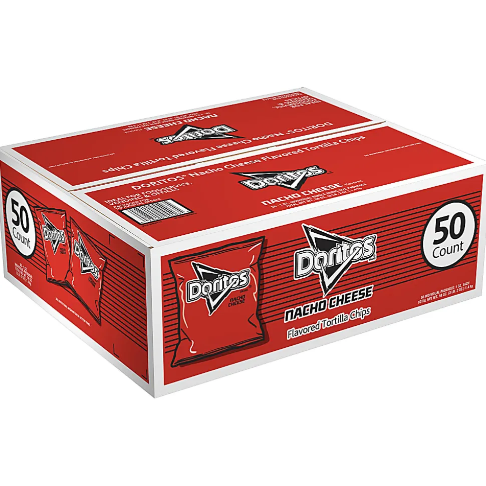 Doritos Nacho Cheese Chips Bags, 1 Oz, Box Of 50