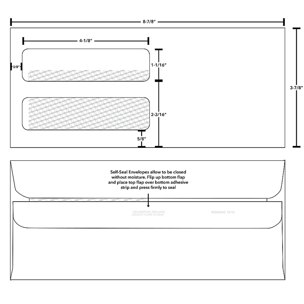 #9 Double-Window Medical/Healthcare Billing Statement Envelopes, Left Windows (Top/Bottom), Self-Seal, White, Pack Of 2500