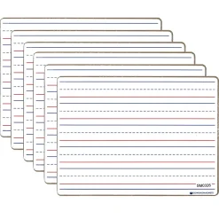 Dowling Magnets® Double-sided Magnetic Dry-Erase Boards, Line-Ruled/Blank, 12" x 8-3/4", White, Pack Of 6 Boards