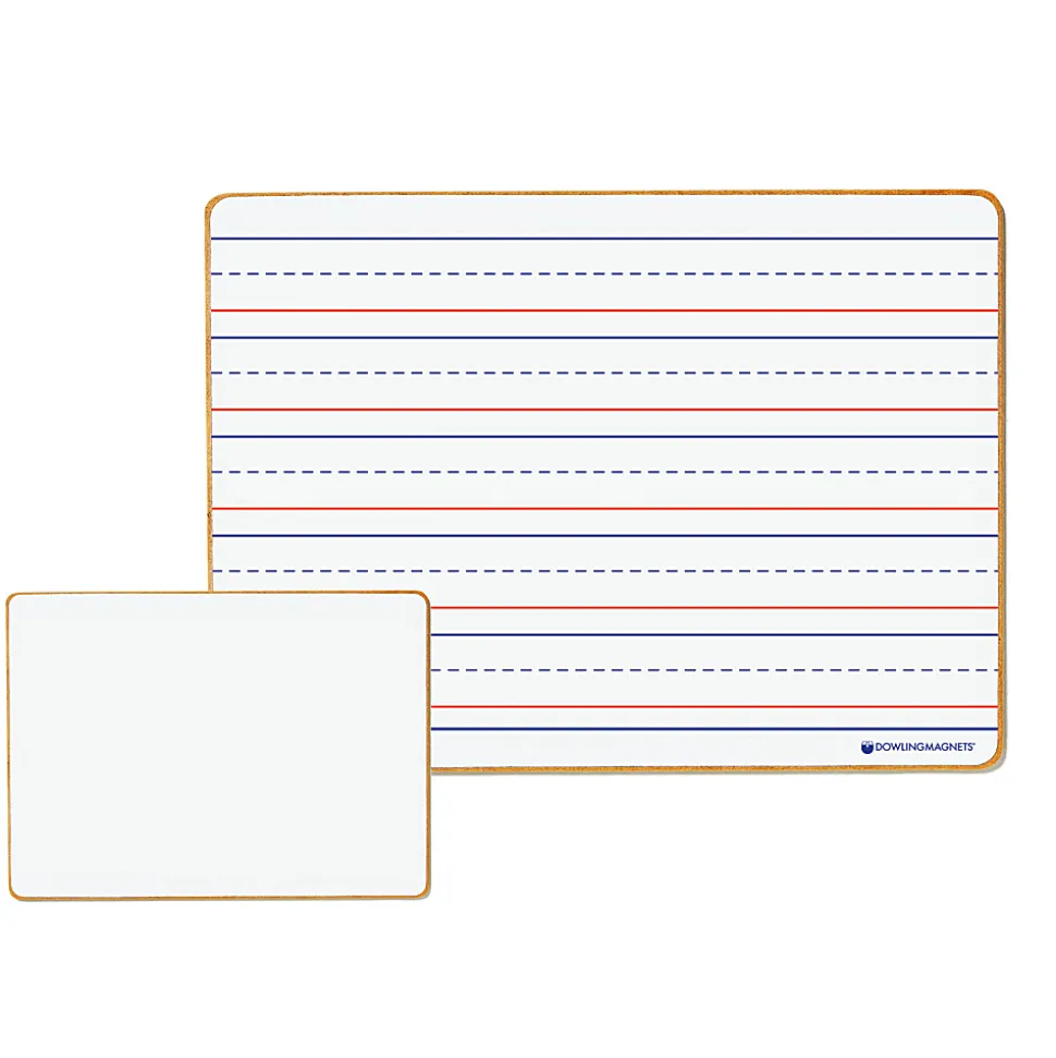 Dowling Magnets® Magnetic Dry-Erase Lined & Blank Boards, 12" x 8-3/4", White, Set Of 5 Boards