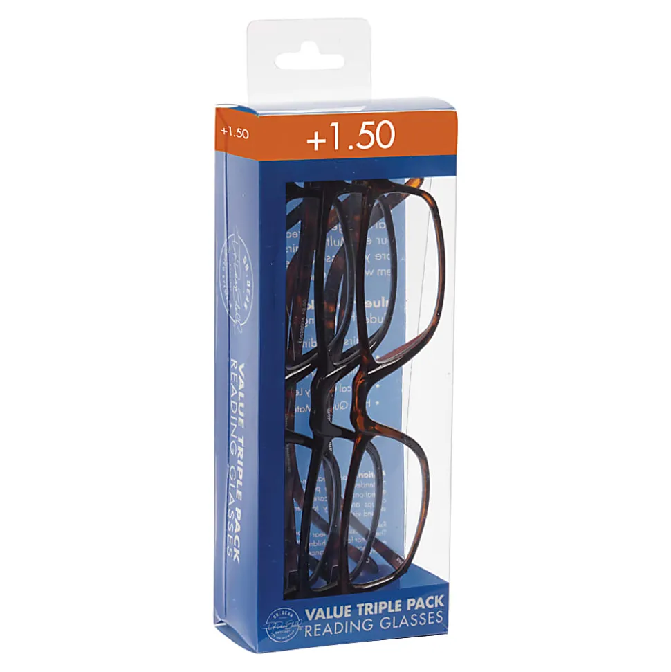 Dr. Dean Edell Plastic Reading Glasses, +1.50, Pack Of 3