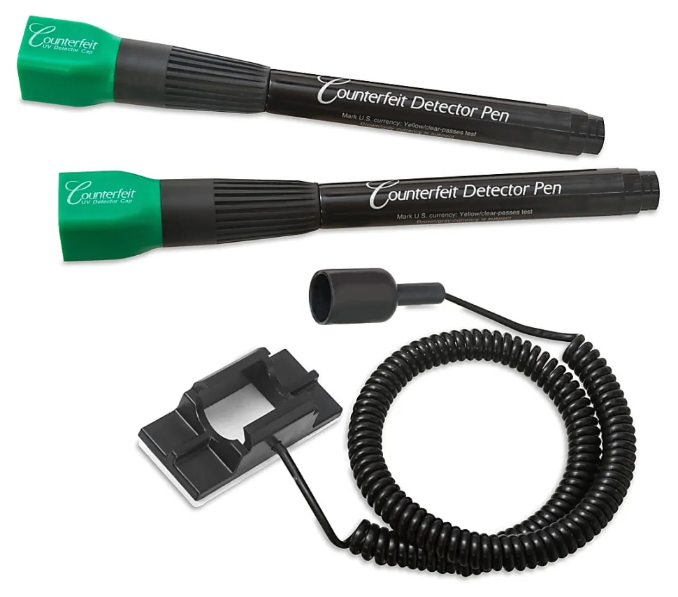 Dri-Mark® Dual-Test Counterfeit Detection Pens With UV LED Light, Black, Pack Of 2 Pens