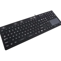 DSI WATERPROOF IP68 FULL SIZE KEYBOARD WITH TOUCHPAD, LED BACKLIT - Cable Connectivity - USB Interface - 106 Key - TouchPad - Windows - Black