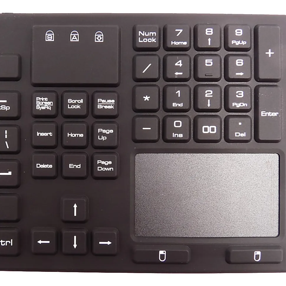 DSI WATERPROOF IP68 FULL SIZE KEYBOARD WITH TOUCHPAD, LED BACKLIT - Cable Connectivity - USB Interface - 106 Key - TouchPad - Windows - Black
