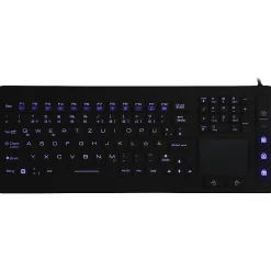 DSI WATERPROOF IP68 FULL SIZE LED BACKLIT KEYBOARD WITH TOUCHPAD - Cable Connectivity - USB Interface - KBJHIKB98BL