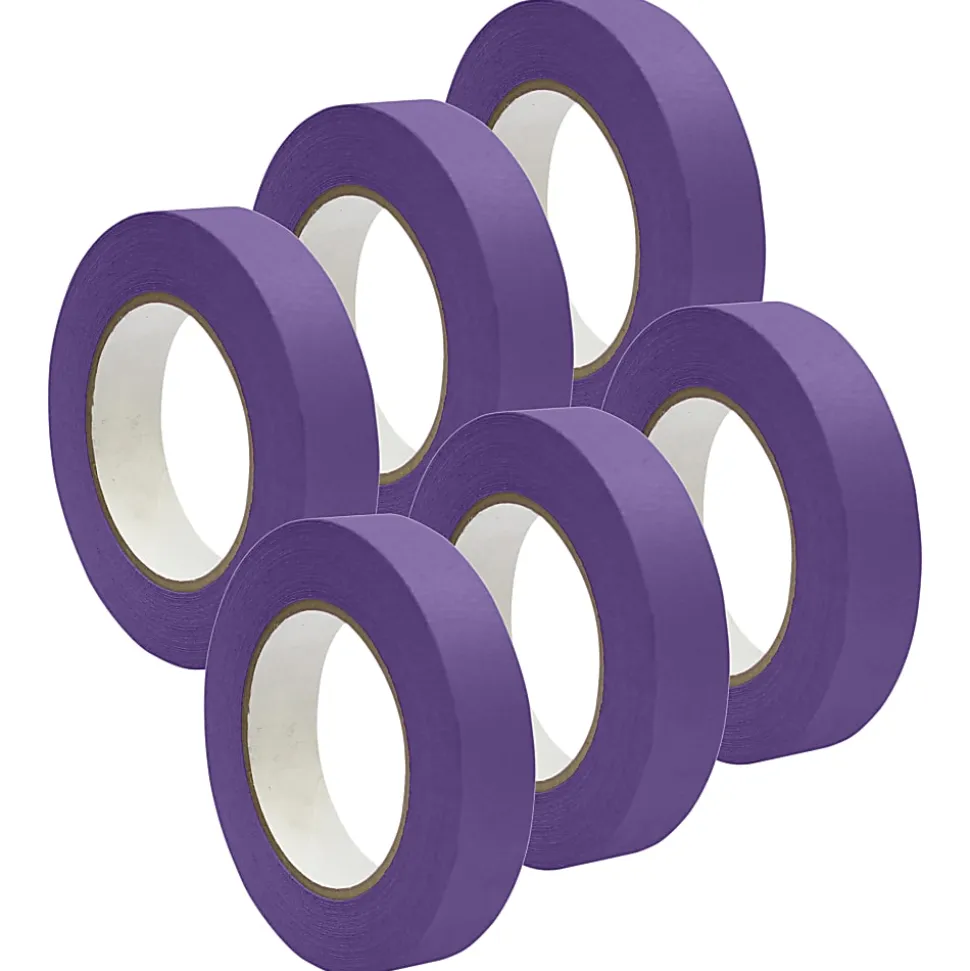 DSS Distributing Premium-Grade Masking Tape, 3" Core, 1" x 55 Yd., Purple, Pack Of 6