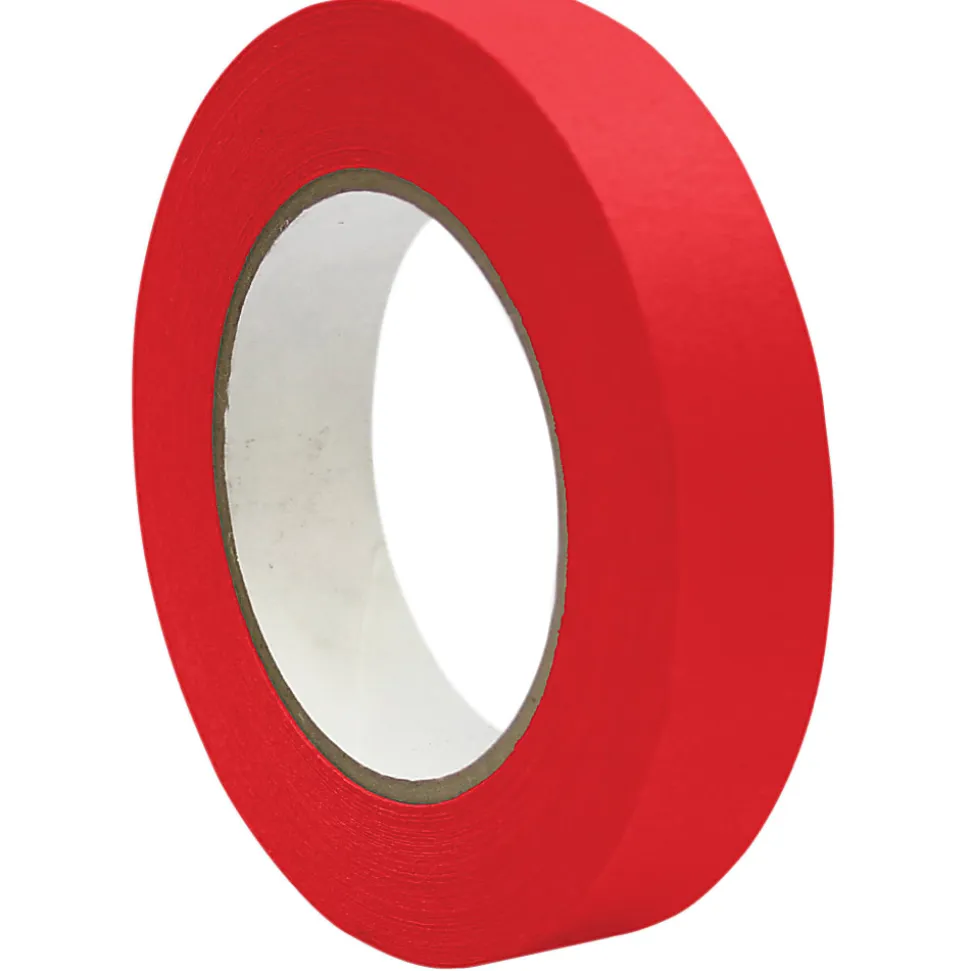 DSS Distributing Premium-Grade Masking Tape, 3" Core, 1" x 55 Yd., Red, Pack Of 6