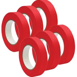 DSS Distributing Premium-Grade Masking Tape, 3" Core, 1" x 55 Yd., Red, Pack Of 6