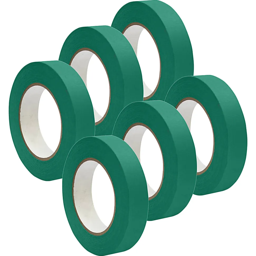 DSS Distributing Premium-Grade Masking Tape, 3" Core, 1" x 55 Yd., Green, Pack Of 6