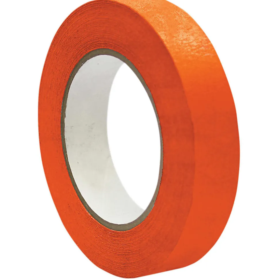 DSS Distributing Premium-Grade Masking Tape, 3" Core, 1" x 55 Yd., Orange, Pack Of 6