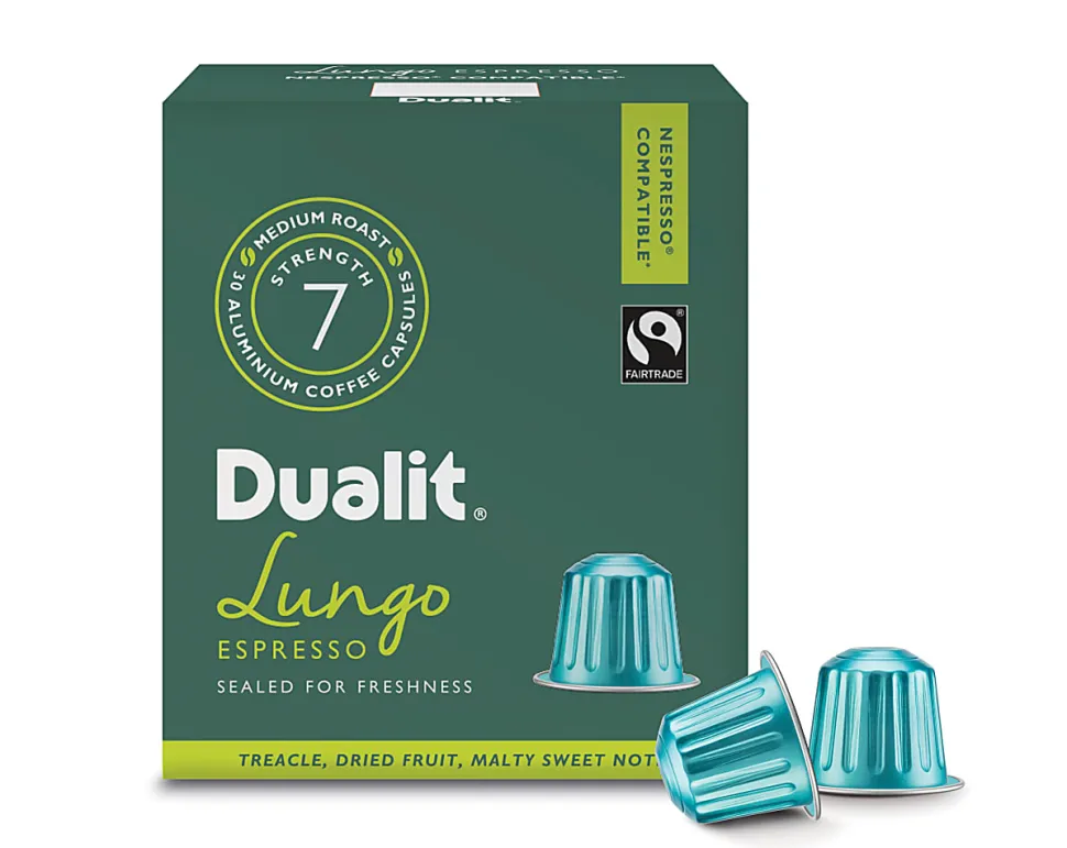 Dualit And Nespresso® Compatible Aluminum Coffee NX Freshpacks, Lungo Americano Espresso, Carton Of 120 Capsules