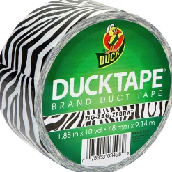 Duck Brand Brand Printed Design Color Duct Tape - 10 yd Length x 1.88" Width - Zebra - For Repairing, Color Coding - 1 Roll
