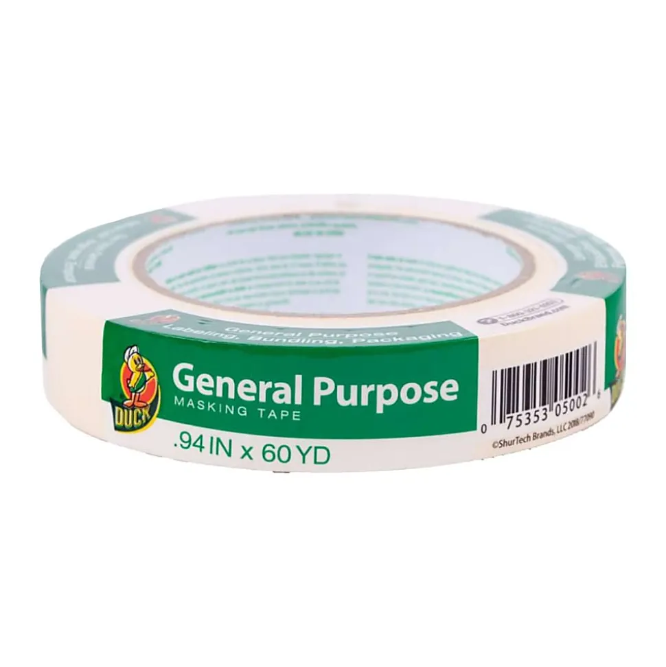 Duck® Brand General Purpose Masking Tape, 1" x 60 Yd, Beige