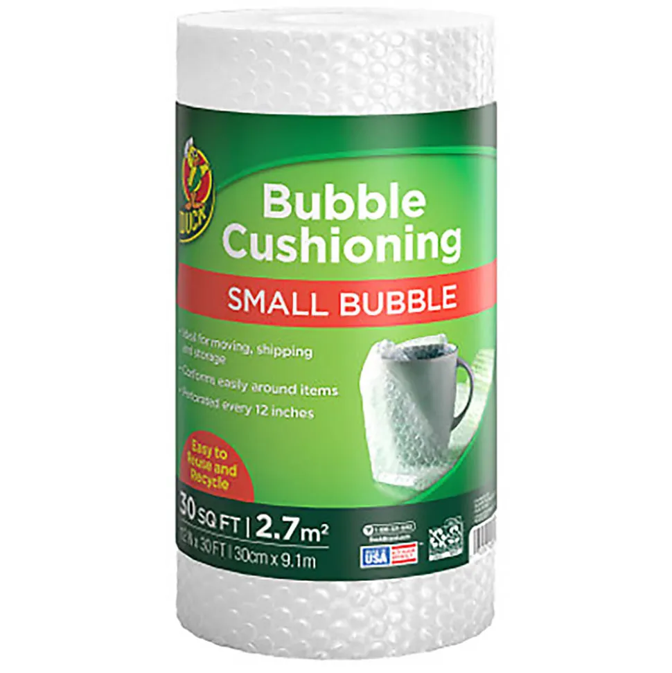 Duck® Brand Small Bubble Cushioning Wrap, 12" x 30', Clear, Total Qty 1