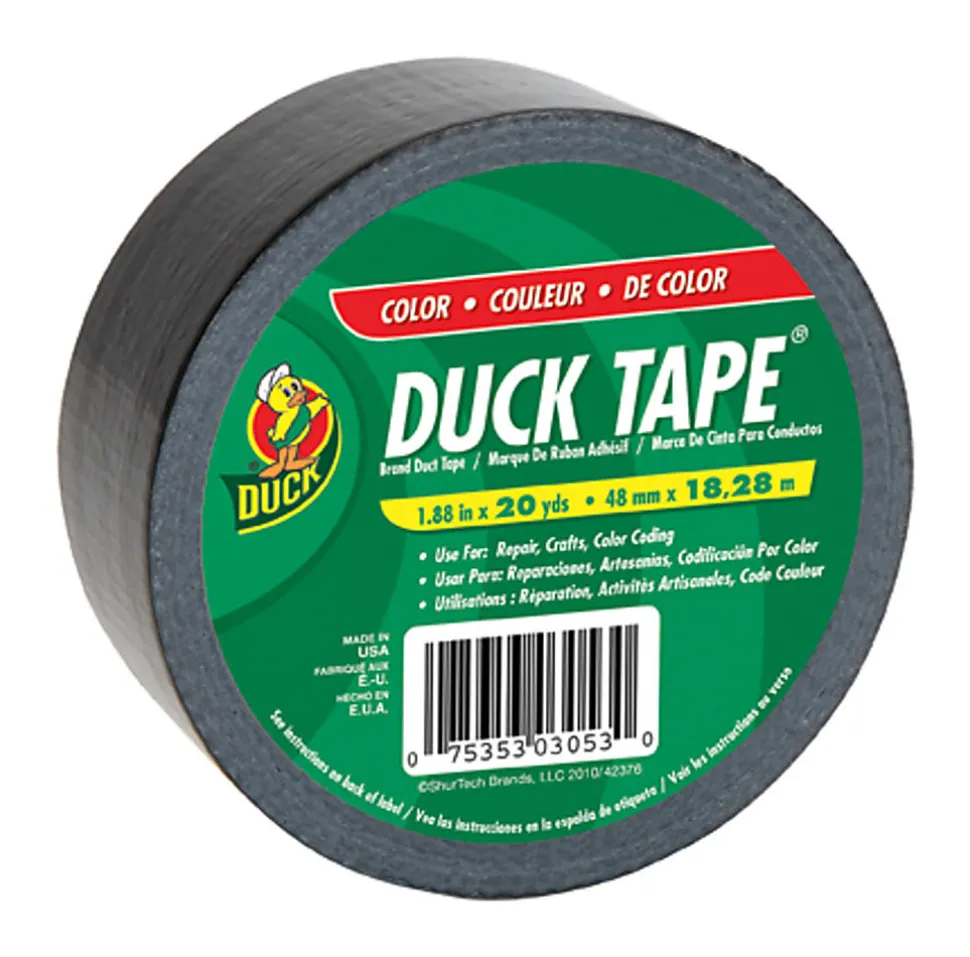 Duck Color Duct Tape, 20 Yd x 1-15/16", Black