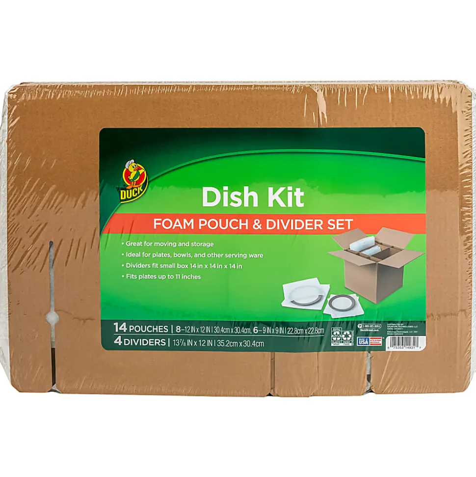 Duck Dish Moving And Storage Kit, 14" x 14" x 14", Kit Of 18 Pieces