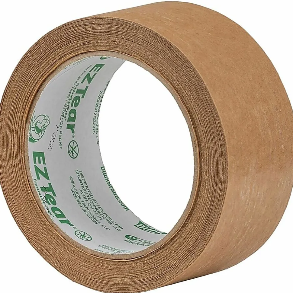 Duck® EZ Tear® Paper Tape Rolls, 25 Yd, 1-15/16”, Tan