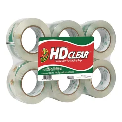 Duck® HD Clear™ Heavy-Duty Packaging Tape, 1-7/8" x 109.4 Yd., Crystal Clear, Pack Of 6 Rolls