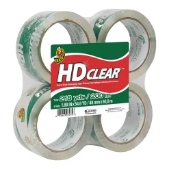 Duck® HD Clear™ Heavy-Duty Packaging Tape, 1.88" x 54.6 Yd., Clear, Pack Of 4 Rolls
