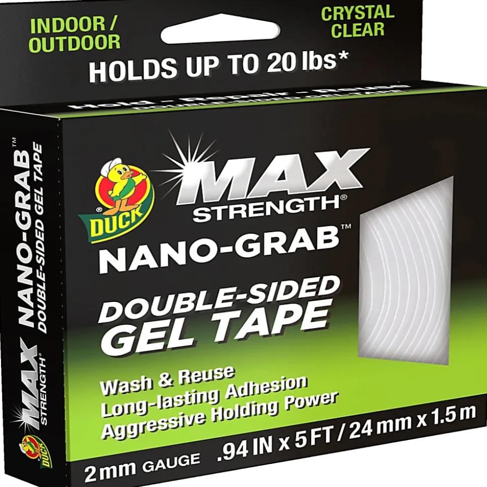 Duck Max Strength Double-Sided Gel Tape - 5 ft Length x 0.94" Width - Clear - Gel - 1 Each