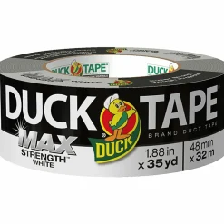Duck MAX Strength Tape - White - 35 yd Length x 1.88" Width - White - Natural Rubber - Polyethylene Backing - For Indoor, Outdoor - 1 Roll