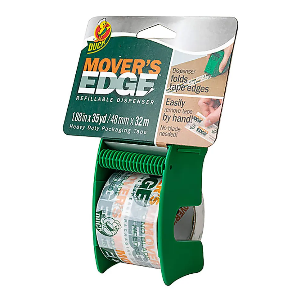 Duck® Mover's Edge Packing Tape In Refillable Handheld Dispenser, 1.88" x 35 Yd., Multicolor Print