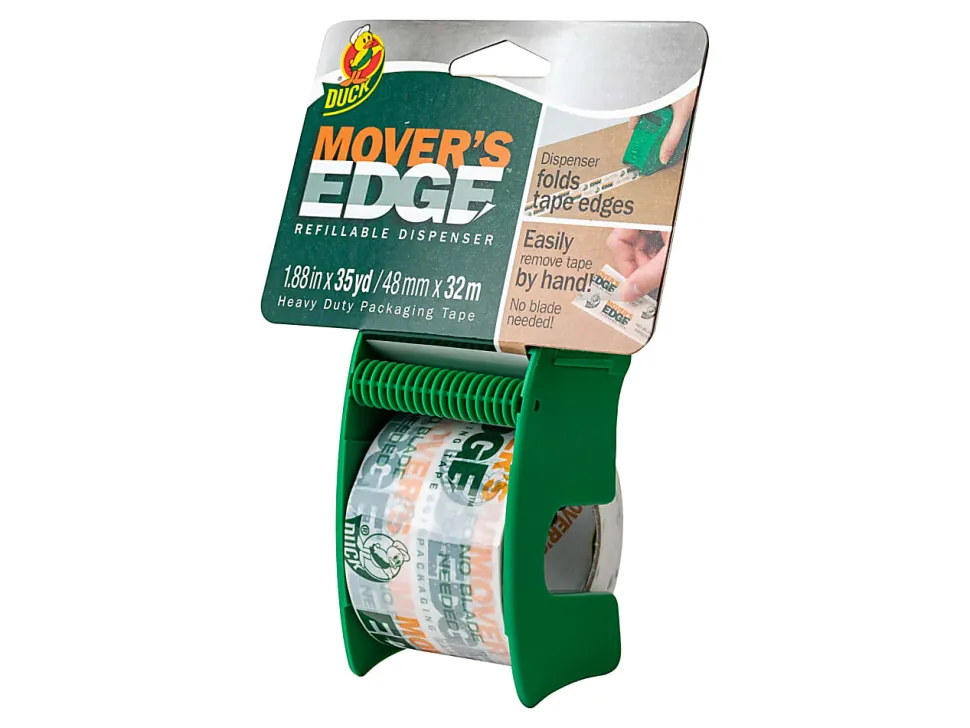 Duck® Mover's Edge Packing Tape In Refillable Handheld Dispenser, 1.88" x 35 Yd., Multicolor Print