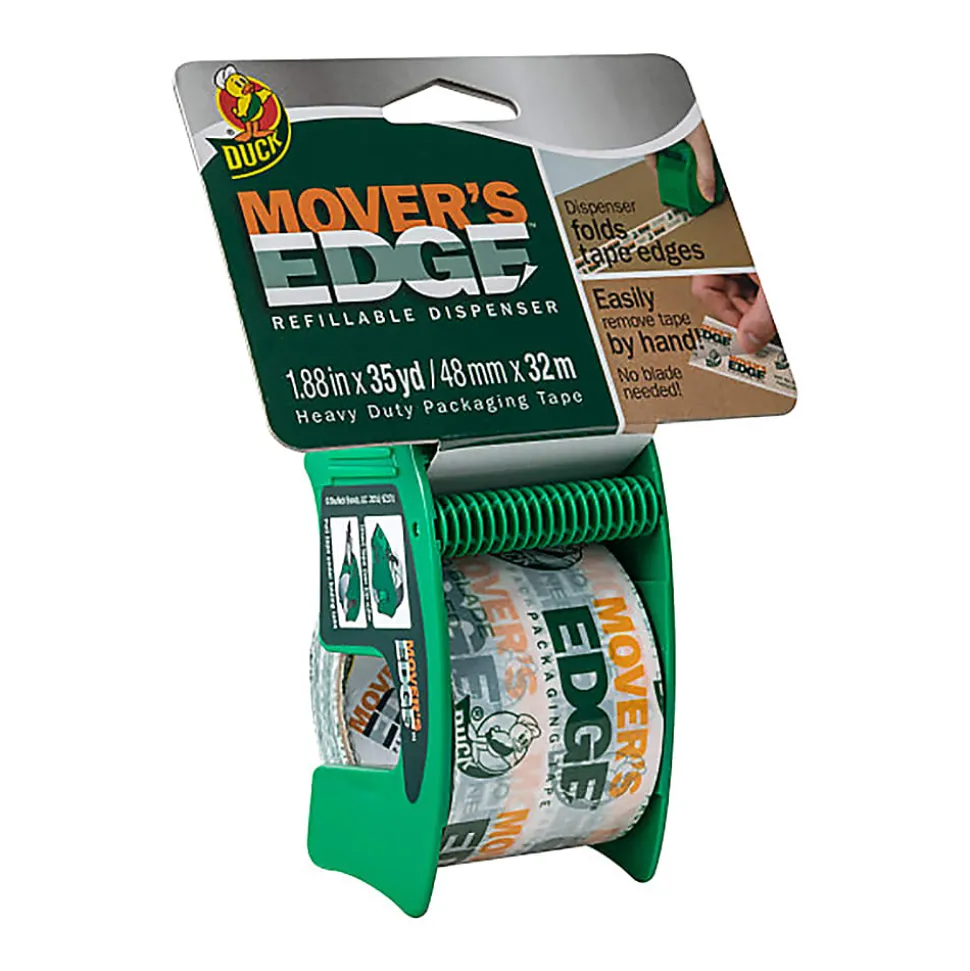 Duck® Mover's Edge Packing Tape In Refillable Handheld Dispenser, 1.88" x 35 Yd., Multicolor Print