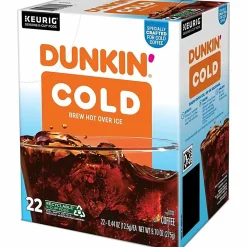 Dunkin' Brew K-Cup, Pod Over Ice, Keurig Single Serve K-Cup Pods, 22 Count - Smooth - K-Cup, Pod - Roasted, Arabica - Kosher - 22 / Pack