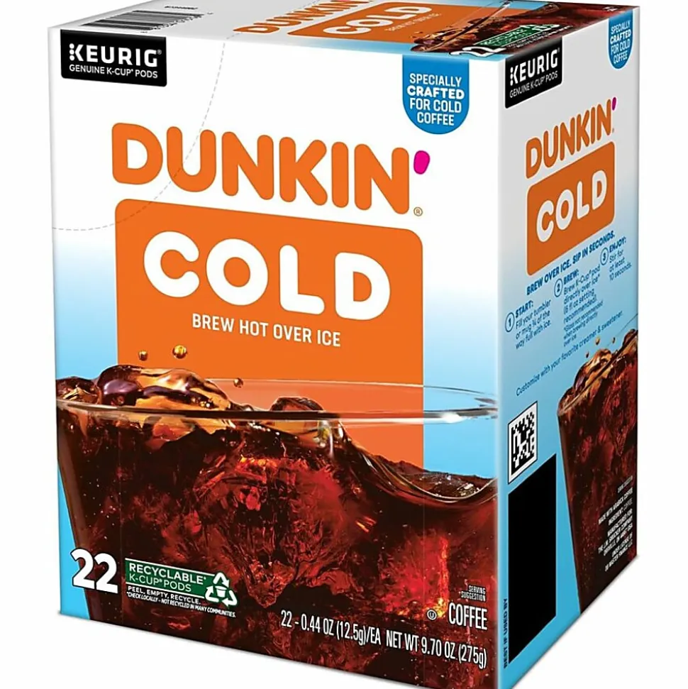 Dunkin' Brew K-Cup, Pod Over Ice, Keurig Single Serve K-Cup Pods, 22 Count - Smooth - K-Cup, Pod - Roasted, Arabica - Kosher - 22 / Pack
