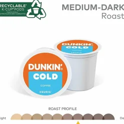 Dunkin' Brew K-Cup, Pod Over Ice, Keurig Single Serve K-Cup Pods, 22 Count - Smooth - K-Cup, Pod - Roasted, Arabica - Kosher - 22 / Pack