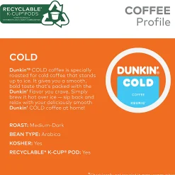 Dunkin' Brew Over Ice Keurig Single Serve K-Cup Pods, 4.14 Oz, 22 Pods Per Pack, Case Of 4 Packs